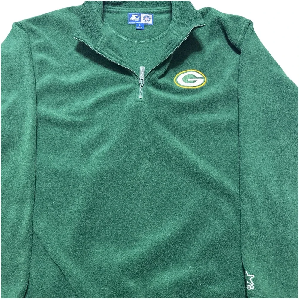 Vintage Starter Green Bay Packers NFL Fleece Quarter-zip Sweatshirt L 90s Logo